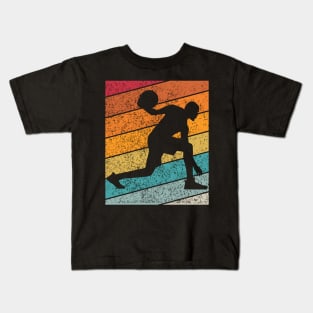 Basketball Outdoor Sports Retro Sunset Design Kids T-Shirt